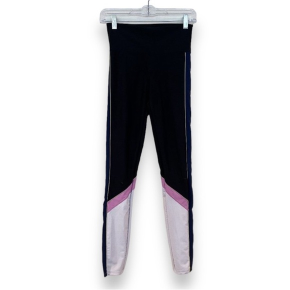 PE Nation Black Athletic Athleisure Colorblock Logo Leggings S FLAWED - Picture 1 of 6